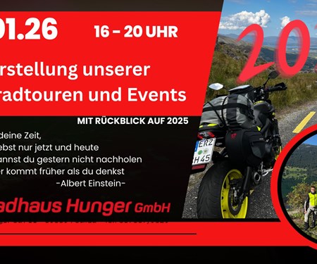 Motorrad Termin 16.01.  16-20 Uhr   Vorstellung MOTORRAD-REISEN & Events 2026