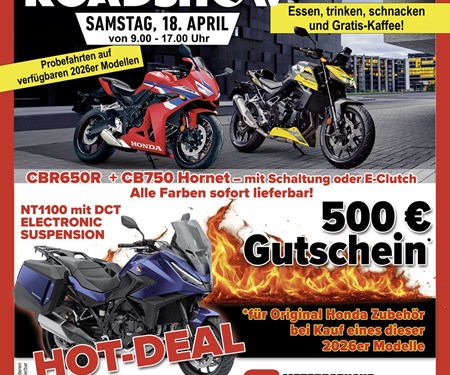Motorrad Termin Honda Schreiber Road Show Saisoneröffung 2026