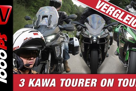 3 Motorräder auf Tour im Vergleich - Kawasaki Ninja H2 SX SE+, Versys 1000 und Z1000SX