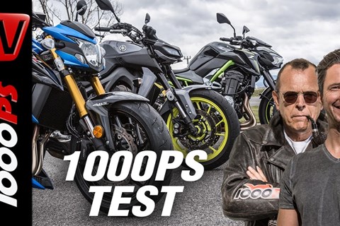 1000PS Test - Nakedbike Vergleich 2017 - GSX-S 750 vs. MT-09 vs. Z900 - ENGL Subs