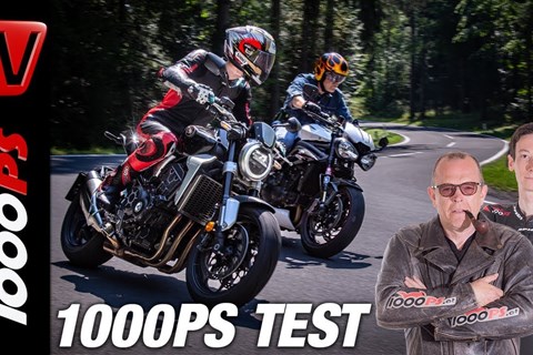 Honda CB1000R+ vs. Triumph Speed Triple RS - Nakedbike Vergleichstest. Nakedbikes im Vergleich.