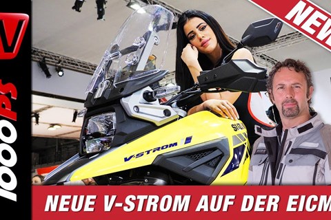 Mächtiges Messegirl auf leiwander neuer Suzuki DL1050 V-Strom 2020 - Vauli in Bedrängnis