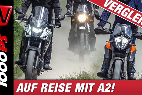 A2 Reise Enduros von Honda, KTM, Royal Enfield  im Vergleich auf Straße und Schotter