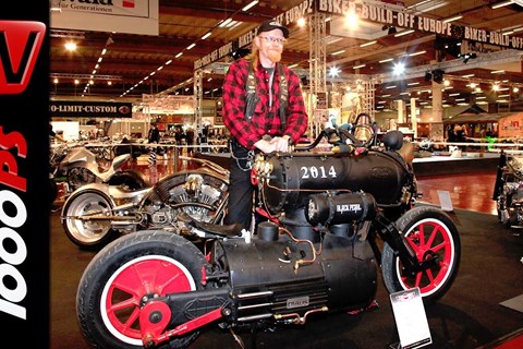 Dampfmotorrad Black Pearl von Revatu Customs @ Custombikeshow 2014
